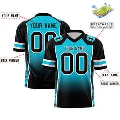 Sky Blue Black Gradient Side Pattern Football Jersey 2