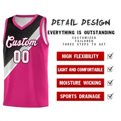 Sky Blue Black Gray Diagonal Stripes Color Block Basketball Jersey 2