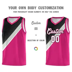 Sky Blue Black Gray Diagonal Stripes Color Block Basketball Jersey 3