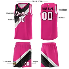 Sky Blue Black Gray Diagonal Stripes Color Block Basketball Jersey 5
