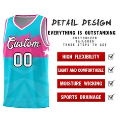 Sky Blue City Silhouette Pattern Basketball Jersey 2