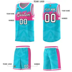 Sky Blue City Silhouette Pattern Basketball Jersey 5