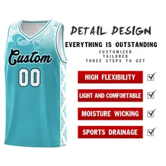 Sky Blue Cloud Pattern Sports Uniform Basketball Jersey Set 2