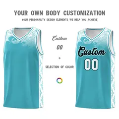 Sky Blue Cloud Pattern Sports Uniform Basketball Jersey Set 3