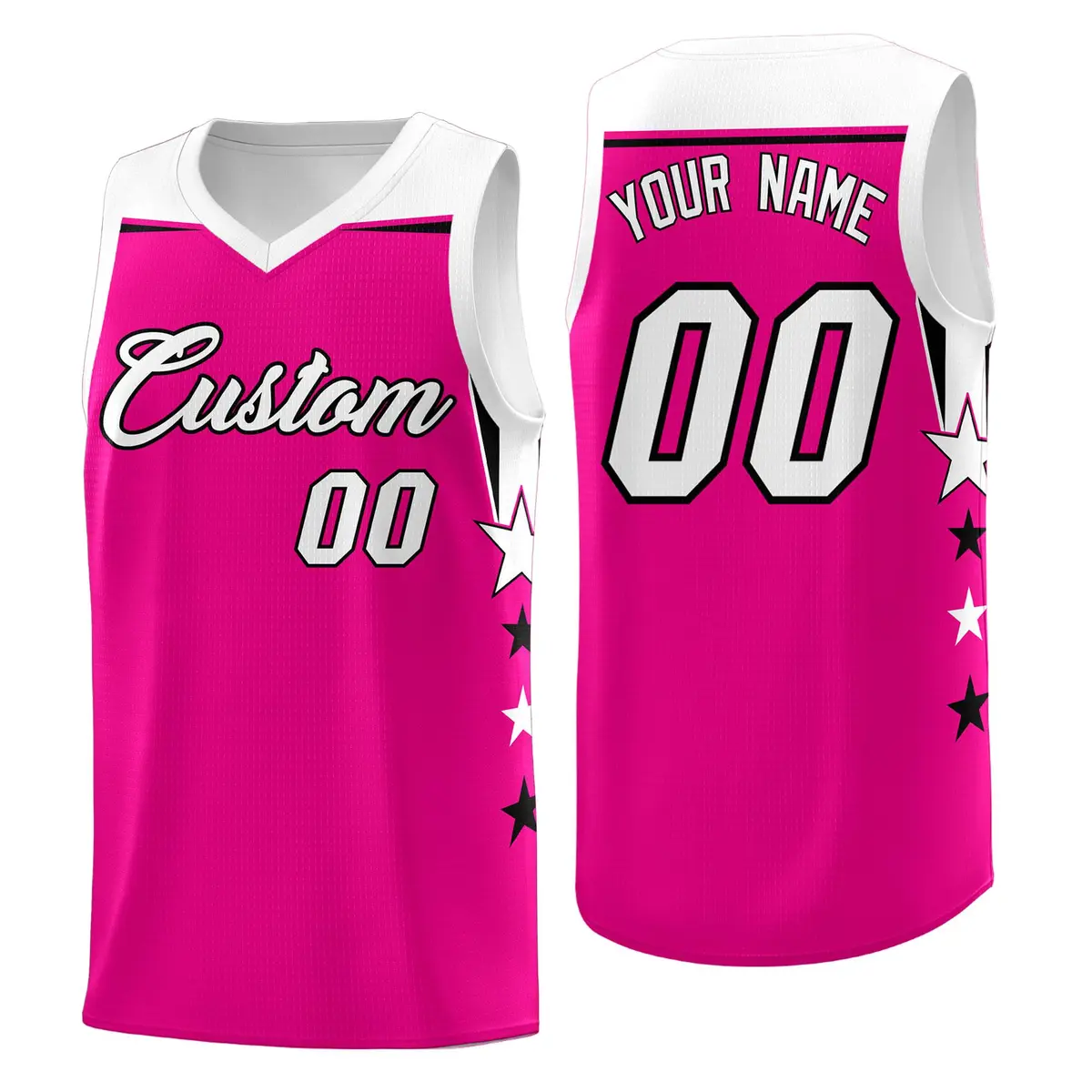 Sky Blue Fluorescent Green Two Tone Side Star Color Block Basketball Jersey