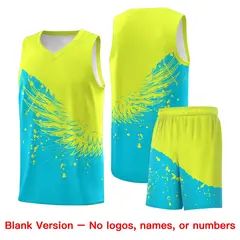 Sky Blue Fluorescent Green Wing Pattern Basketball Jersey 7