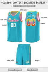 Sky Blue Gradient Font Sports Uniform Basketball Jersey 2