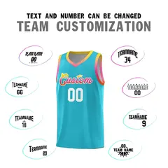 Sky Blue Gradient Font Sports Uniform Basketball Jersey 3