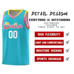 Sky Blue Gradient Font Sports Uniform Basketball Jersey 4