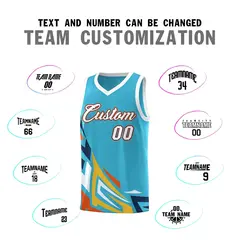 Sky Blue Gradient Graffiti Pattern Basketball Jersey 4