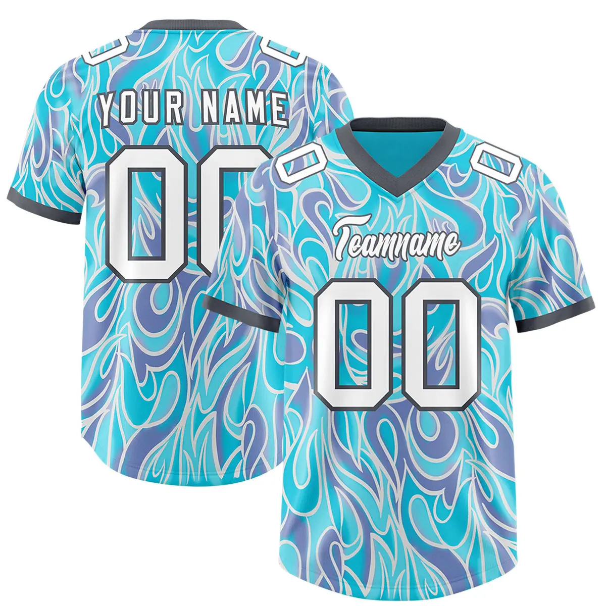 Sky Blue Graffiti Pattern Authentic Football Jersey
