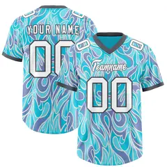 Sky Blue Graffiti Pattern Authentic Football Jersey 1