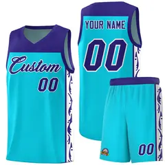 Sky Blue Graffiti Side Pattern Basketball Jersey 1