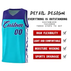 Sky Blue Graffiti Side Pattern Basketball Jersey 2