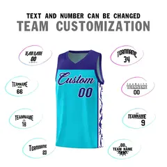 Sky Blue Graffiti Side Pattern Basketball Jersey 4