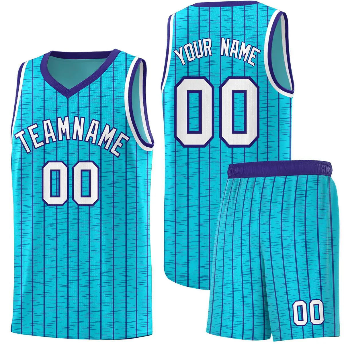 Sky Blue Gray Pinstripe Retro Uniform Basketball Jersey