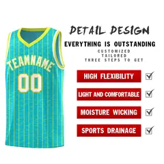 Sky Blue Gray Pinstripe Retro Uniform Basketball Jersey 2
