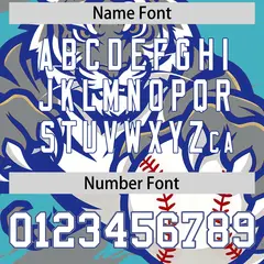 Sky Blue Gray Royal Blue Full-Snap Tiger Graffiti Baseball Jersey 7
