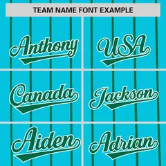 Sky Blue Green Pinstripe Two-tone Authentic Baseball Jersey 3