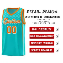 Sky Blue Honeycomb Pattern Basketball Uniform Jersey 2