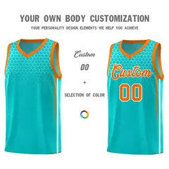 Sky Blue Honeycomb Pattern Basketball Uniform Jersey 3