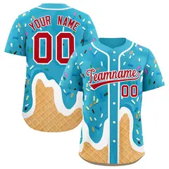 Sky Blue Ice Cream Cone Graffiti Fashion Baseball Jersey