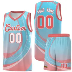 Sky Blue Light Pink Galaxy Graffiti Basketball Jersey 1