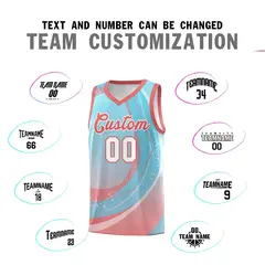 Sky Blue Light Pink Galaxy Graffiti Basketball Jersey 3