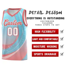 Sky Blue Light Pink Galaxy Graffiti Basketball Jersey 4