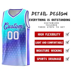 Sky Blue Light Purple Gradient Irregular Shapes Pattern Basketball Jersey 5