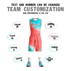 Sky Blue Light Red Gradient Fashion Basketball Jersey 4