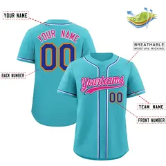 Sky Blue Moisture-Wicking Baseball Jersey 2