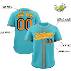 Sky Blue Moisture-Wicking Baseball Jersey 2