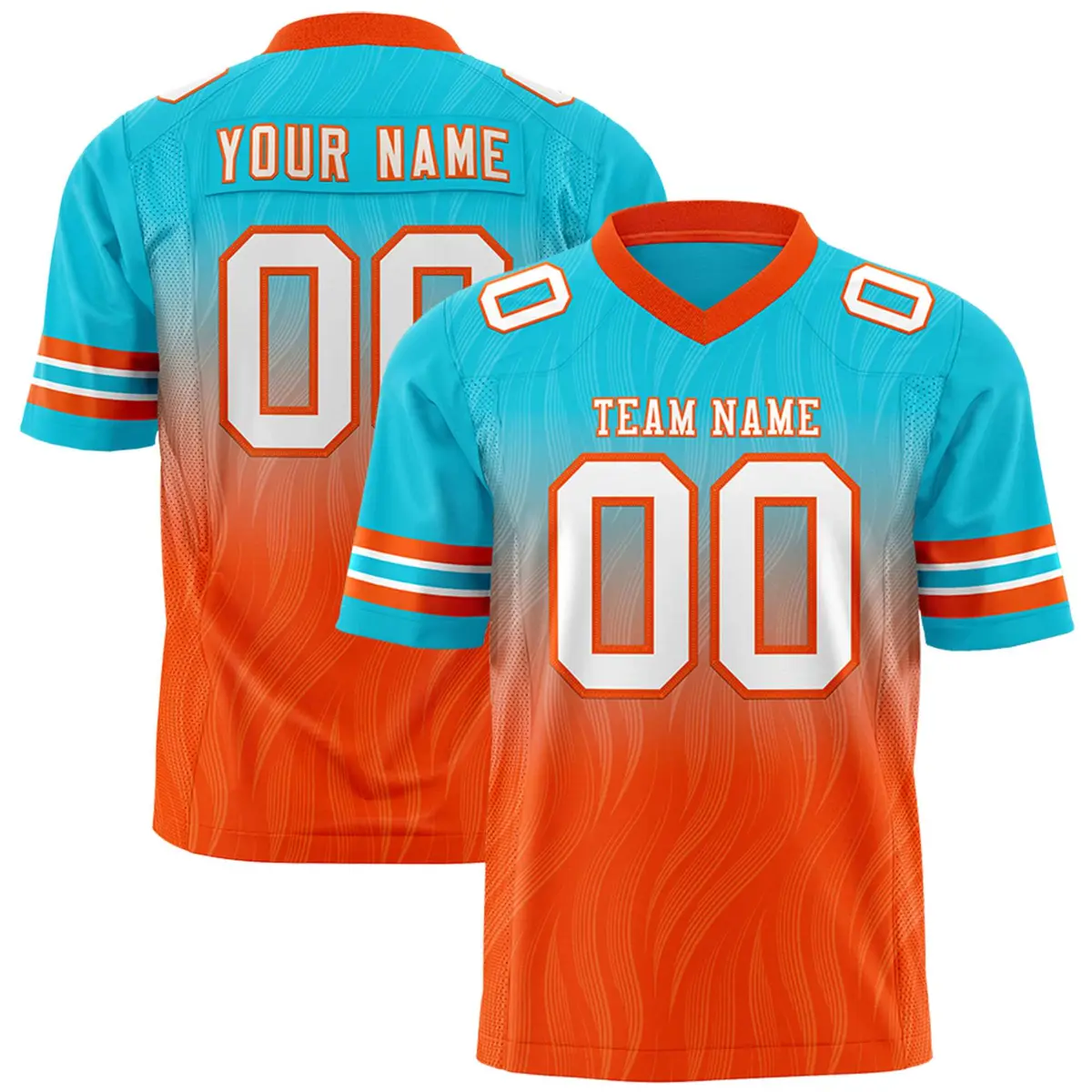 Sky Blue Orange Gradient Outdoor Flag Football Jersey