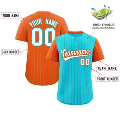 Sky Blue Orange Pinstripe Raglan Sleeves Baseball Jersey 2