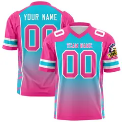Sky Blue Pink Gradient Side Pattern Football Jersey 1