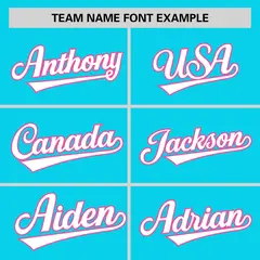 Sky Blue Pink Pinstripe Raglan Sleeves Baseball Jersey 3