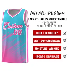 Sky Blue Pink Splash Basketball Uniforms for Training 2