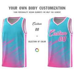 Sky Blue Pink Splash Basketball Uniforms for Training 3