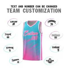 Sky Blue Pink Splash Basketball Uniforms for Training 4
