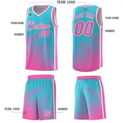 Sky Blue Pink Splash Basketball Uniforms for Training 5