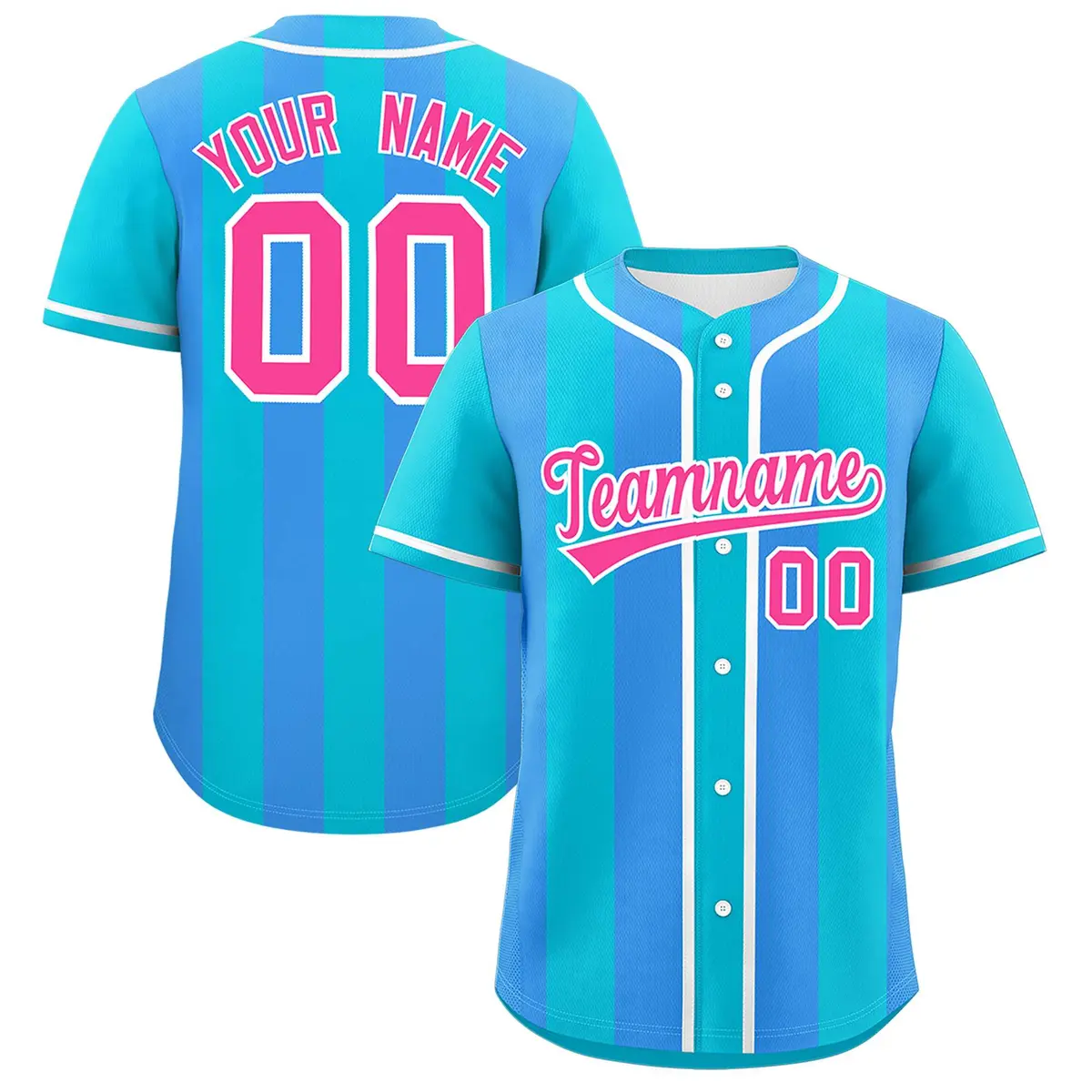Sky Blue Powder Blue Thick Stripe Authentic Baseball Jersey