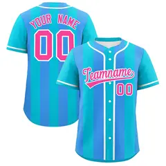 Sky Blue Powder Blue Thick Stripe Authentic Baseball Jersey