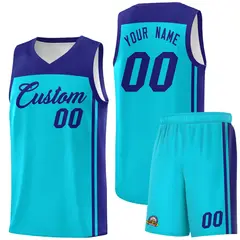 Sky Blue Purple Classic Sets Basketball Jersey 1