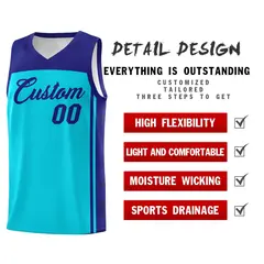 Sky Blue Purple Classic Sets Basketball Jersey 2