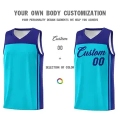 Sky Blue Purple Classic Sets Basketball Jersey 3