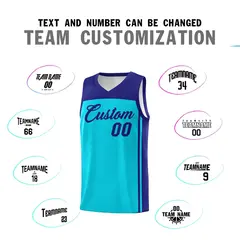 Sky Blue Purple Classic Sets Basketball Jersey 4