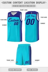 Sky Blue Purple Classic Sets Basketball Jersey 5