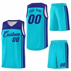 Sky Blue Purple Classic Sets Basketball Jersey 6
