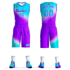 Sky Blue Purple Gradient Fashion Sports Basketball Jersey
